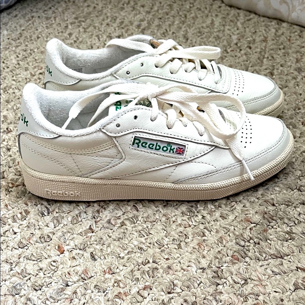 Reebok Club C 85 Off White and Green Sneakers